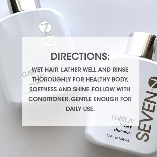 SEVEN Haircare Cubica 7-DAY Shampoo for Women, Men, All Hair Types, Add Shine and Moisture to Hair, Sulfate & Paraben Free, Cruelty Free with Biotin + Green Tea Extract, Made in USA, 10.8oz