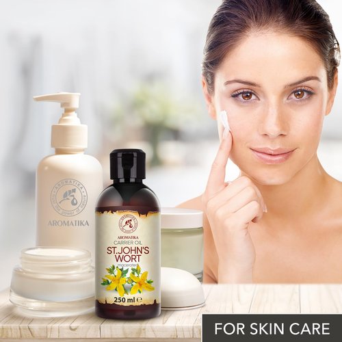AROMATIKA St Johns Wort Oil 8.5 Fl Oz (250ml) - Hypericum Perforatum - 100% Pure & Natural - St. John's Wort Oil for Intensive Care Face - Body - Skin - Hair - Massage - Great w/Essential Oil