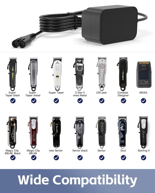 Superer 8W AC Charger Fit for Wahl Cordless Magic Clipper 8148 8164 8591 8509 1919 8148L 8591L 08504-400 8148-308 97225-002 Adapter Power Supply Cord