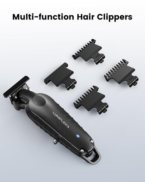 Lumiflexa Professional Hair/Beard Trimmer for Men, USB-C Rechargeable Hair Trimmer for Men with Stainless Steel Blades, Zero Gapped Hair Clippers for Barber, Cordless Rechargeable Hair Clippers