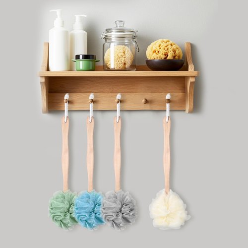 10 Pcs Large Bath Puff Loofah Sponge with Long Handle Shower Loofah, Loofah with Handle for Back, Spa Brush for Women and Men(4 Color)