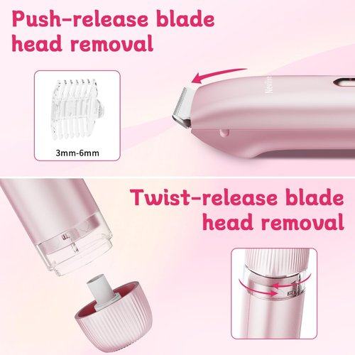 2-in-1 Bikini Trimmer for Women, Dual Head Electric Shaver for Face, Legs & Sensitive Areas, IPX7 Waterproof Wet/Dry Razor, USB-C Rechargeable Lady Grooming Kit