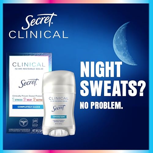 Secret Clinical Strength Antiperspirant Deodorant for Women, 3X Stress Protection, 72hr Sweat & Odor Protection, PH Balancing Minerals, Invisible Solid, Powder Protection Scent, 2.6 oz