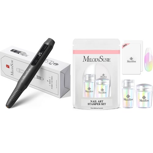 MelodySusie Electric Nail Drill - Cordless File for Acrylic Gel Nails with Nail Stamper Kit,