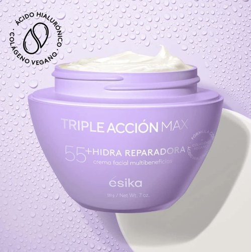 Esika Triple Acción Max Crema Facial Multibeneficios 55+ Con Calcio, Biofirm y Complejo Antioxidante 7.0 oz. (200)