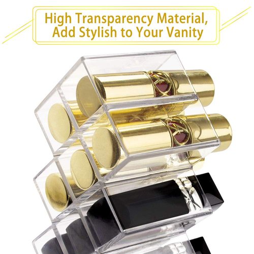 Nimiah Lipstick Organizer Holder 28-Slots - Stackable Clear Fish Shape Lipstick Tower for Vanity, Countertop, Desktop - Space-Saving Storage Holder for Lip Gloss, Makeup Brushes