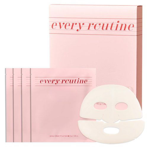 every routine Glossy Collagen Fill Up Mask, Hydrating Hydrogel Face Mask, Firming, Elasticity, Radiance, Anti-Aging Skincare, Korean Beauty, Self Care Gift for Women | 1.48oz (42g) x 4ea