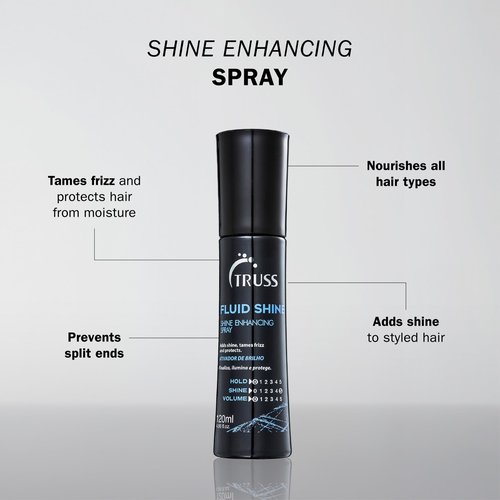 Truss Fluid Shine Spray - Hair Shine Spray Brightens Hair, Increases Hydration, Prevents Split Ends - Frizz Control Formula For Anti-frizz And Anti Humidity - Leaving Hair Shiny And Soft