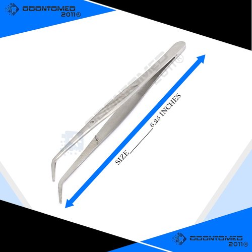 OdontoMed2011® Heavy Duty 6 inches Stainless Steel College Tweezers Curved Tips All-purpose Forceps Professional Tweezers Tongs and Comfortable Ridged Handle for Crafting Repairing General Purpose