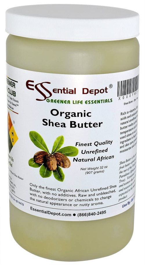 Essential Depot Shea Butter - 32 oz. - 2 lbs - Organic - Unrefined - In resealable safety sealed HDPE Jar