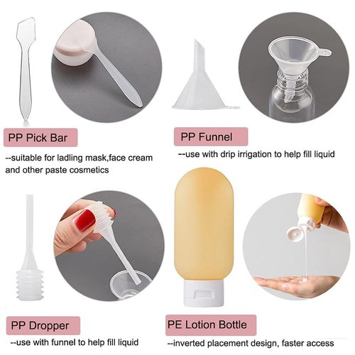 12 Pack Travel Bottles Set for Toiletries TSA Approved Travel Size Containers for Toiletries with Labels BPA Free Leakproof Squeezable Refillable Airplane Travel Accessories for Shampoo Conditioner