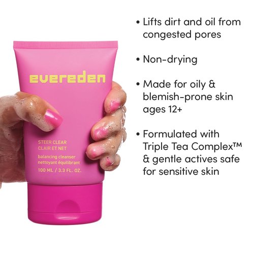 Evereden Let's Bounce Teen Face Moisturizer & Steer Clear Balancing Jelly Cleanser Pre Teen Face Wash Bundle: Clean & Vegan Pre-Teen Skincare with Triple Green Tea Complex - Non-Drying & Non-Greasy
