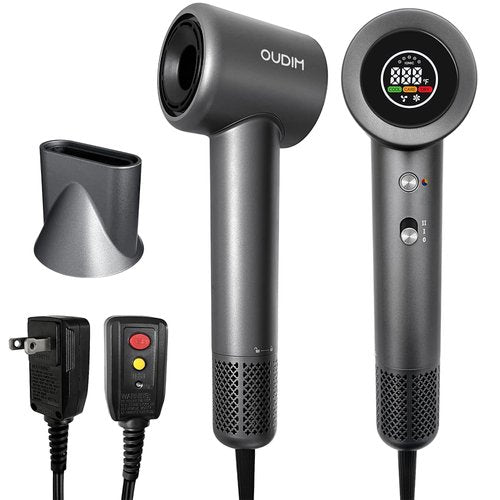 Hair Dryer with Digital Display, High Speed11000RPM, 4 Level Temperature/Speed Settings, Double air Filter, Low Noise, Lightweight, Portable for Travel