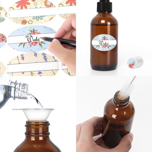 SHOWFULL 4 OZ Glass Spray Bottles, Amber Spray Containers with Fine Mist for Liquid Ingredients(15 Pack)