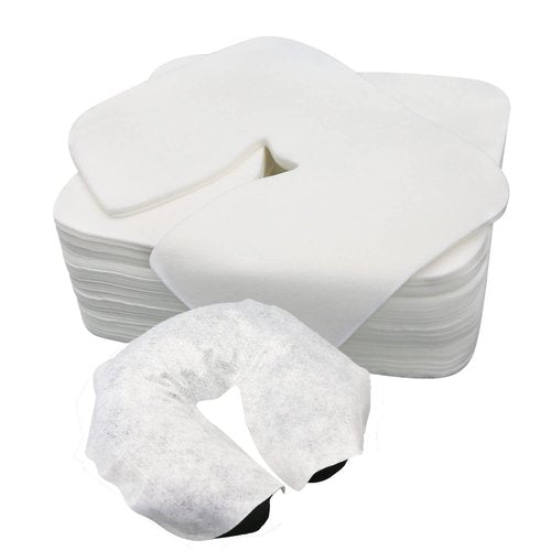 500 count Disposable Face Cradle Covers Non-Sticking Disposable Massage Headrest Covers Ultra Soft Medical-Grade SPA Face Rest Covers Headrest Covers for Massage Table Chairs 14.2" x 10.6" (500Pcs)