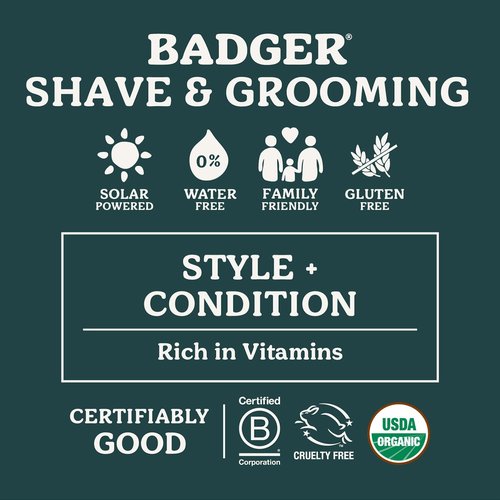 Badger Mustache Wax, Medium Hold, Light Masculine Scent, Easy to Apply, Certified Organic Versatile Moustache & Beard Wax, .75 oz Tin, 2-Pack