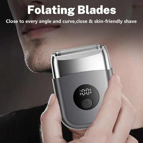 Electric Foil Shavers for Men, Mini Electric Razor for Face, IPX7 Waterproof Cordless Razor with Big LED Display & 3 Floating Blades, Wet Dry USB-C Fast Rechargeable for Travel & Home