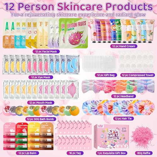 136 PCS Party Favors Bags for Eye Mask Lip Balm Hand Cream & Face Mask Skincare, Foot Spa Bath Bomb & Headband, Bachelorette Party, Retirement Graduation, Friendship, Sister & Birthday Gifts for Women