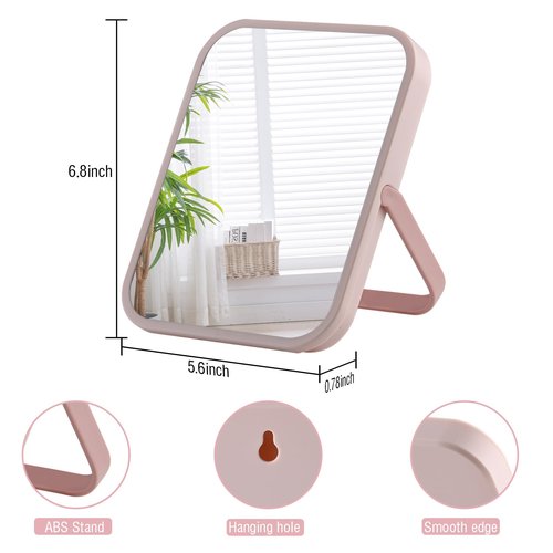 Tooackl Magnetic Locker Mirror 7 x 6 inches Table Mirror with Foldable Stand and Hanging Hole for Shaving and Travelling, Perfect for Dorm Room Cabinets, Refrigerator, Office.