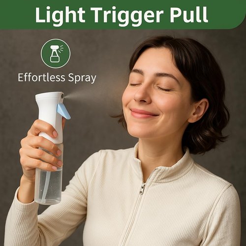 aireza 2-Pack Continuous Fine Mist Spray Bottle for Hair - Patented Ultra-Fine Mist for Hairstyling, Cleaning, Plants, and More - BPA-Free, Leak-Proof, 360° Spray, Durable - White (300 ml/10.1oz)