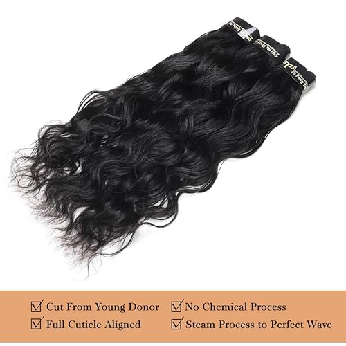 8A Human Hair Bundles 16 18 20 22 Inches Natural Wave 4 Bundles Human Hair 100% Unprocessed Brazilian Virgin Natural Wave Bundles Deals Human Hair Extensions
