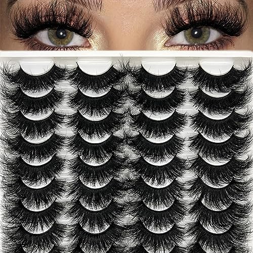 Mink Lashes Fluffy Wispy 20mm 3D Volume Full Dramatic Faux Mink D Curl Long Strip Lashes Pack 25 mm Big Cat Eye False Eyelashes