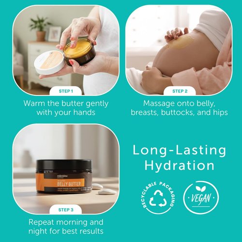 Mambino Organics Oh Baby! Belly Butter, Belly Cream with Shea Butter for Pregnancy, Minimizes Stretch Marks, Vegan, Cruelty-Free, Maternity Skin Care, 2-Pack, 4 fl oz