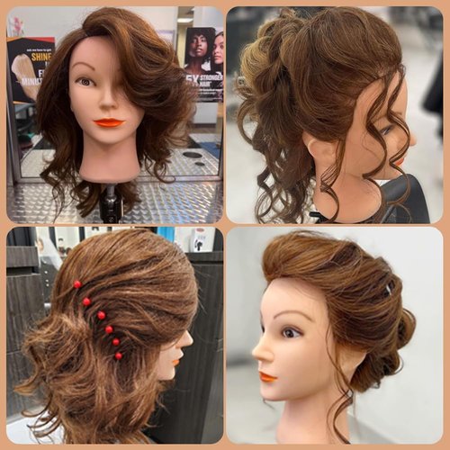 Mannequin Head with 100% Human Hair, SZCY LLC 18" Dark Brown Real Hair Cosmetology Mannequin Head Hair Styling Hairdressing Practice Training Doll Heads with Clamp Holder and Tools
