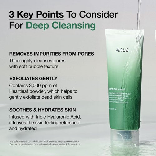 Anua After sun care trio set, Heartleaf Cleansing Foam+ Zero-Cast Moisturizing Finish Sunscreen, Heartleaf Pore Control Cleansing Oil, Face wash, Oil Cleanser, Facial sunscreen, Korean skincare set