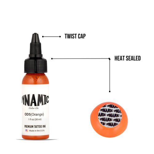 Dynamic Color Co Orange Tattoo Ink (1oz Bottle): Vibrant, Sterilized, Vegan & USA-Made Since 1990 – Trusted by Artists Worldwide