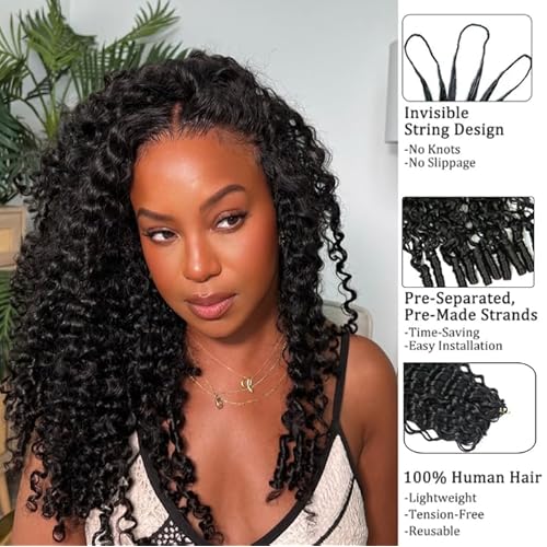 Feather Crochet Hair Extensions Lightweight Water Curly Pre Looped Crochet Human Hair Curly For Black Women Pre Separated Knotless Crochet Hair 18inch 120g