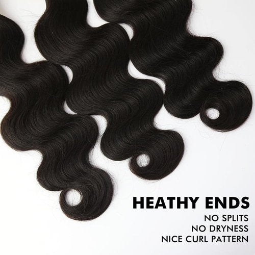Body Wave Bundles Human Hair 10 12 14Inch Human Hair Raw Bundles 100% Unprocessed Brazilian Virgin Quick Weave Hair 3 Bundles for Black Women Natural Color
