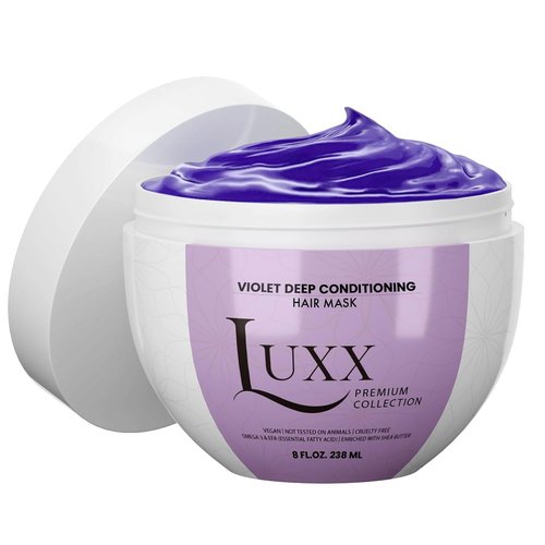 Luxx Violet Deep Conditioning Hair Mask by Moehair USA, Inc - Hydrating Purple Hair Mask for Color-Treated Hair, 8 Fl. Oz - Neutralizes Yellow Tones & Brassiness, Vegan, Paraben & Sulfate-Free