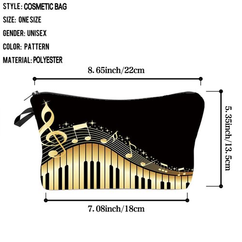Livel lhood Musical Note Piano Cosmetic Bag for Women Cute Small Makeup Bag for Purse Travel Toiletry Zipper Pouch for Girls Gift for Music Lovers Musical Note Piano Makeup Bag for Her