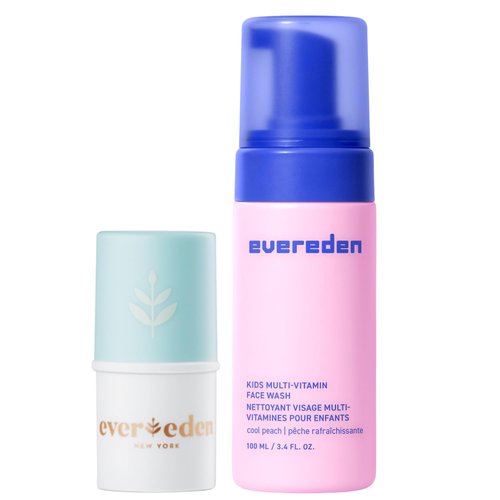Evereden Kids Face Wash: Cool Peach, 1.7 oz. & Kids Lip Balm, 0.13 oz | Clean and Non-Toxic Products | Multi-Vitamin Skin Care for Toddlers