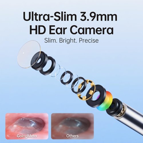 Goingmeta Ear Wax Removal Tool with Camera, Digital Otoscope with Gyroscope - 4.5 Inch HD Screen, 3.9mm Ultra-Thin Probe, 6 LED Light, Video/Photo Capture, 3000mAh Battery & 4GB SD Card
