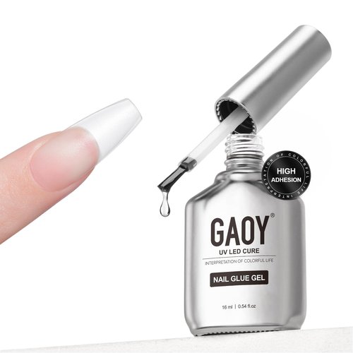 GAOY Gel Nail Glue, 16ml Nail Glue and Base Coat, Long Lasting for Acrylic Tips, UV Light Cure
