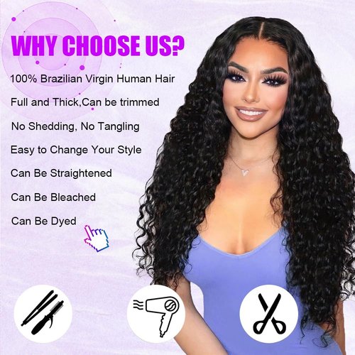 Water Wave Human Hair Bundles 16 Inch 12A Double Weft Wet and Wavy Bundles Human Hair Raw Bundles Human Hair Quick Weave Hair Bundles Natural Black