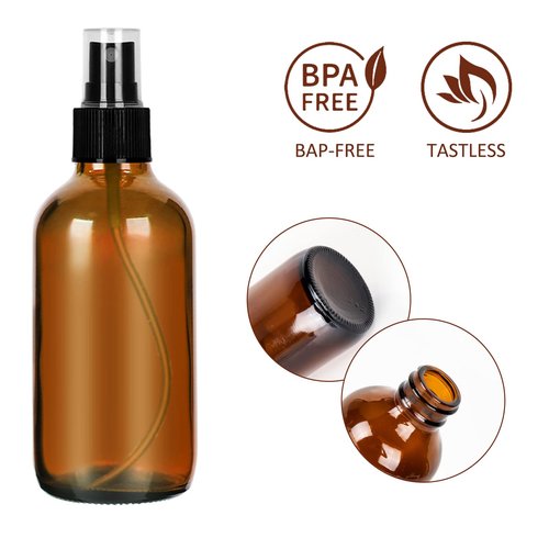 CycleMore 120ml 16Pcs 4oz Amber Glass Spray Bottles with Fine Mist Sprayers, Glass Travel Bottles for Cosmetic Essential Oils Cleaning Solutions Perfumes & More Liquids Ideal for Mother & Friends