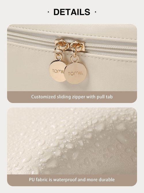 Travel Makeup Bag for Women Portable Cosmetic Bag Case Large Capacity Travel Toiletry Bag Waterproof Leather Make Up Organizer Cosmetic Brush Bag Case with Handle for Women