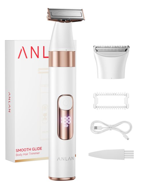 Women's Electric Shaver Waterproof IPX6, Rechargeable Bikini Trimmer with LED Display, 0mm Comb for Legs Underarms Sensitive Skin