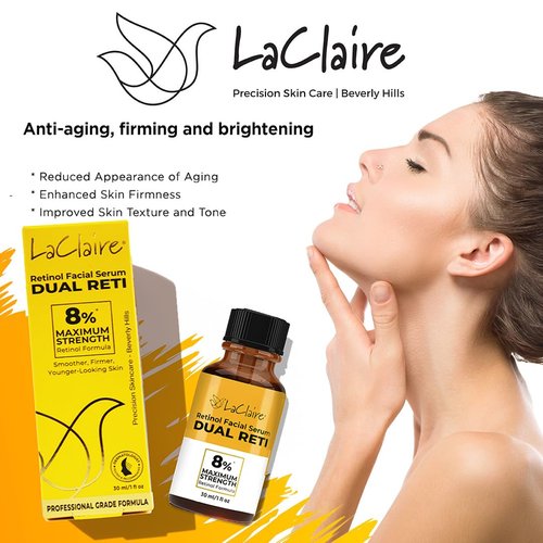 Laclaire Fresh Look, Same Ingredients 8% Complex Retinol Facial Serum – Anti-Aging, Brightening Neck & Facial Serum, Helps Nourish Skin with Lactic Acid, Vitamin A, & Retinyl Palmitate – 15 ml