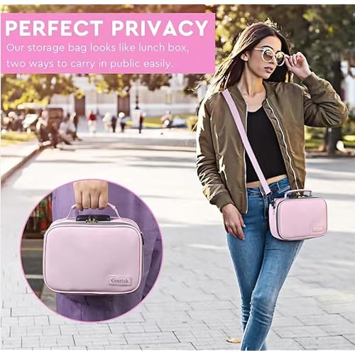PU Leather Storage Bag with 10 PCS Accessories, Portble Organizers Locking Box Case and Great Gift for Women, Childproof Storage Container Box 9 X 6 X 4 Inches (Pink)