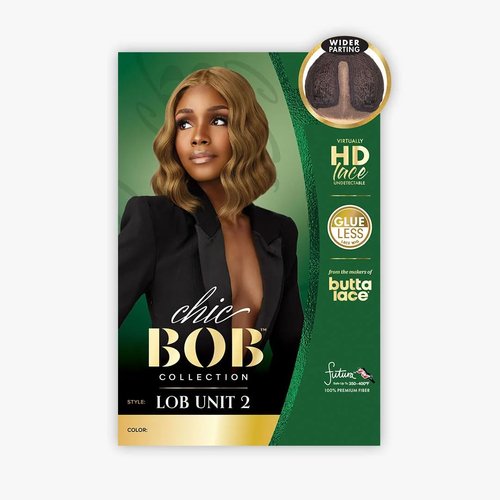 Sensationnel Chicbob Lace Frontwig - Lob Unit 2 Face Framing Glueless Wig Wide 5 Inch Deep Part Synthetic Preplucked Hairline (1 JETBLACK)
