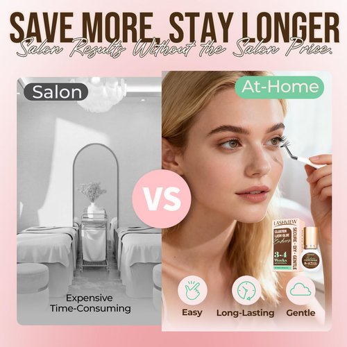 LASHVIEW Lash Cluster Glue & Remover Kit Strong Hold 3-4 Weeks Long-Lasting, Waterproof Formula, Includes DIY Lash Supplies, Easy at-Home Removal