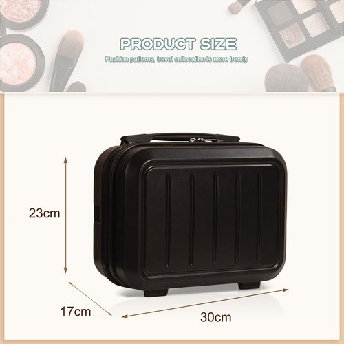 HAHONIA Travel Beauty Case Makeup Travel Case Hard case Material Hard Shell Cosmetic Organizer Bag with Elastic Band and Soft Handle Travel Bag for Toiletry Portable Mini ABS Carrying Suitcase