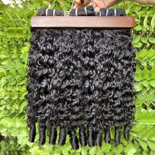 PERISMODA Burmese Curly Bundles Human Hair 100% Unprocessed Raw Virgin Water Wave Quick Weave Hair Bundles with Spiral Curly Ends 15A 3C4A Kinky Curly Human Hair One Bundles Natural Black 26 Inch