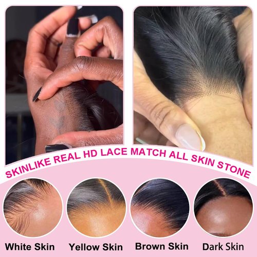 Body Wave 2x6 HD Lace Closure Transparent Hd Lace Closure Human Hair 16Inch 100% Brazilian Virgin Middle Part Pre Plucked With Baby Hair Natural Color 0.10Mm Ultra-Thin 2X6 HD Lace
