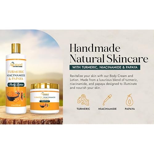 Turmeric body cream? Handmade Niacinamide papaya Turmeric Moisturizer lotion for Dark Spots, Hyperpigmentation, Acne Scars, Evens Tone- turmeric skincare -All Skin Types 8oz (CREAM)