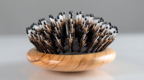 Boar Bristle Hair Brush, Olive Wood Air Cushion Massage Brush With Nylon Pin for Women Men Travel Hair Brush for Curly & Dry Hair Smoothing Detangling